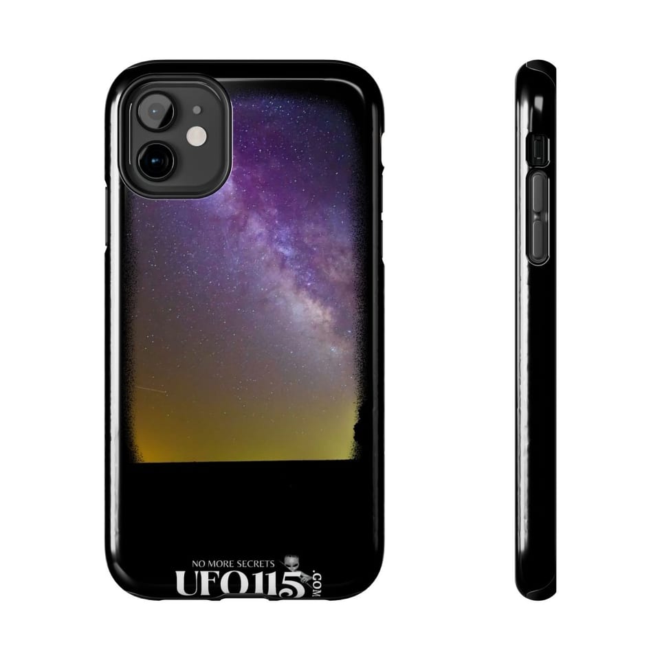 Sky Watcher Purple Star Dust Phone Case, front and-side view (Printify product mockup)