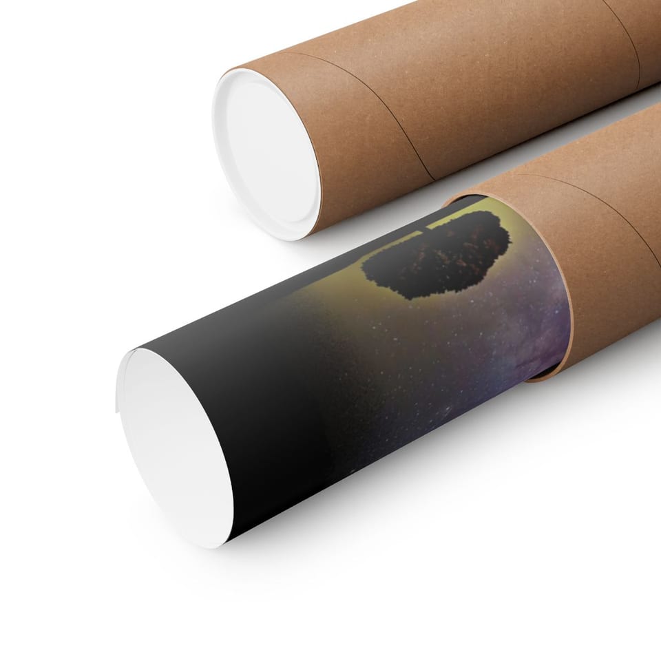 Sky Watcher Purple Star Dust Poster, close up view (Printify product mockup)