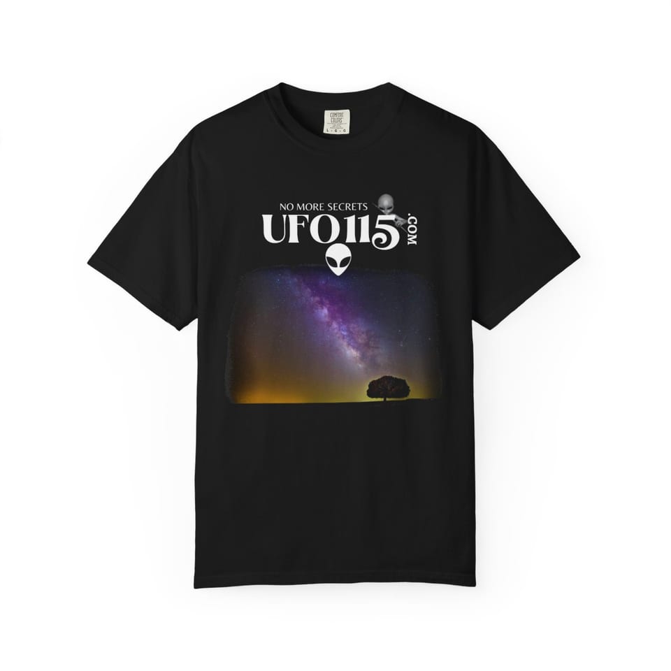 Sky Watcher Purple Star Dust Tee, front view (Printify product mockup)