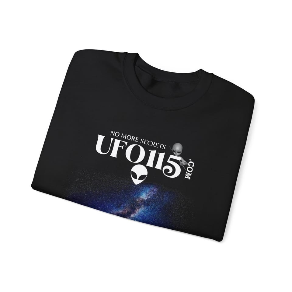 Sky Watcher Rainbow Bridge Crewneck Sweatshirt, folded view (Printify product mockup)