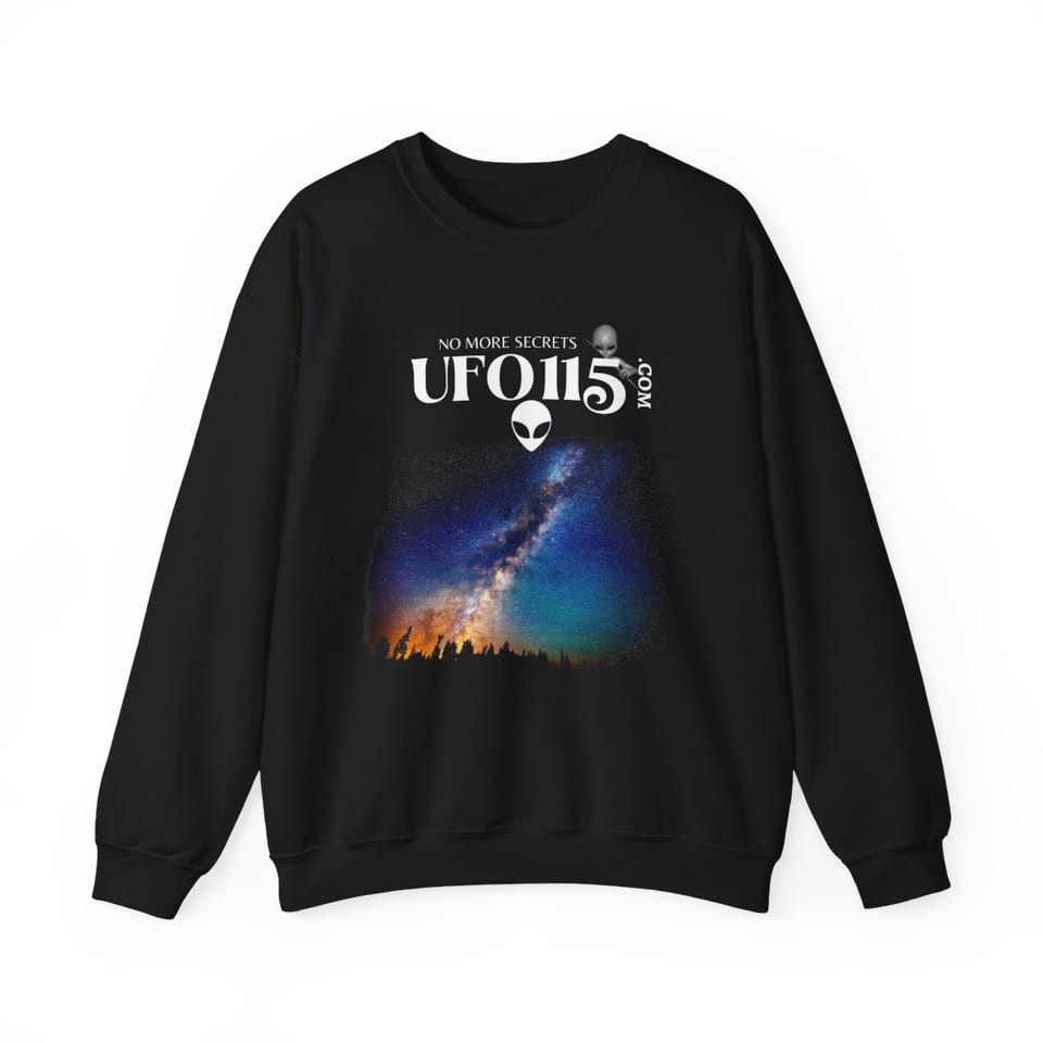 Sky Watcher Rainbow Bridge Crewneck Sweatshirt, front view (Printify product mockup)
