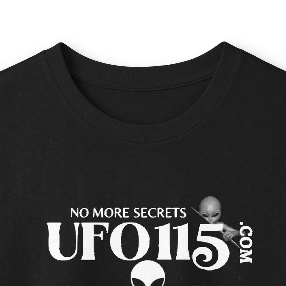Sky Watcher Rainbow Bridge Long Sleeve Tee, collar closeup view (Printify product mockup)