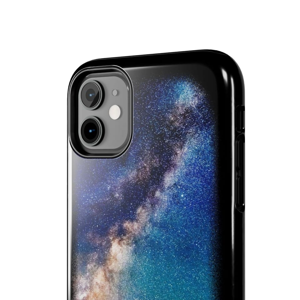 Sky Watcher Rainbow Bridge Phone Case, close up view (Printify product mockup)