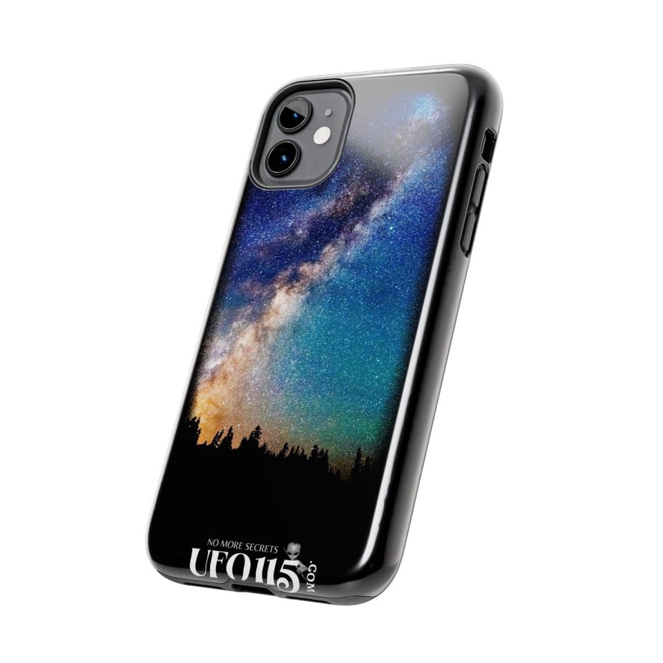 Sky Watcher Rainbow Bridge Phone Case, side view (Printify product mockup)