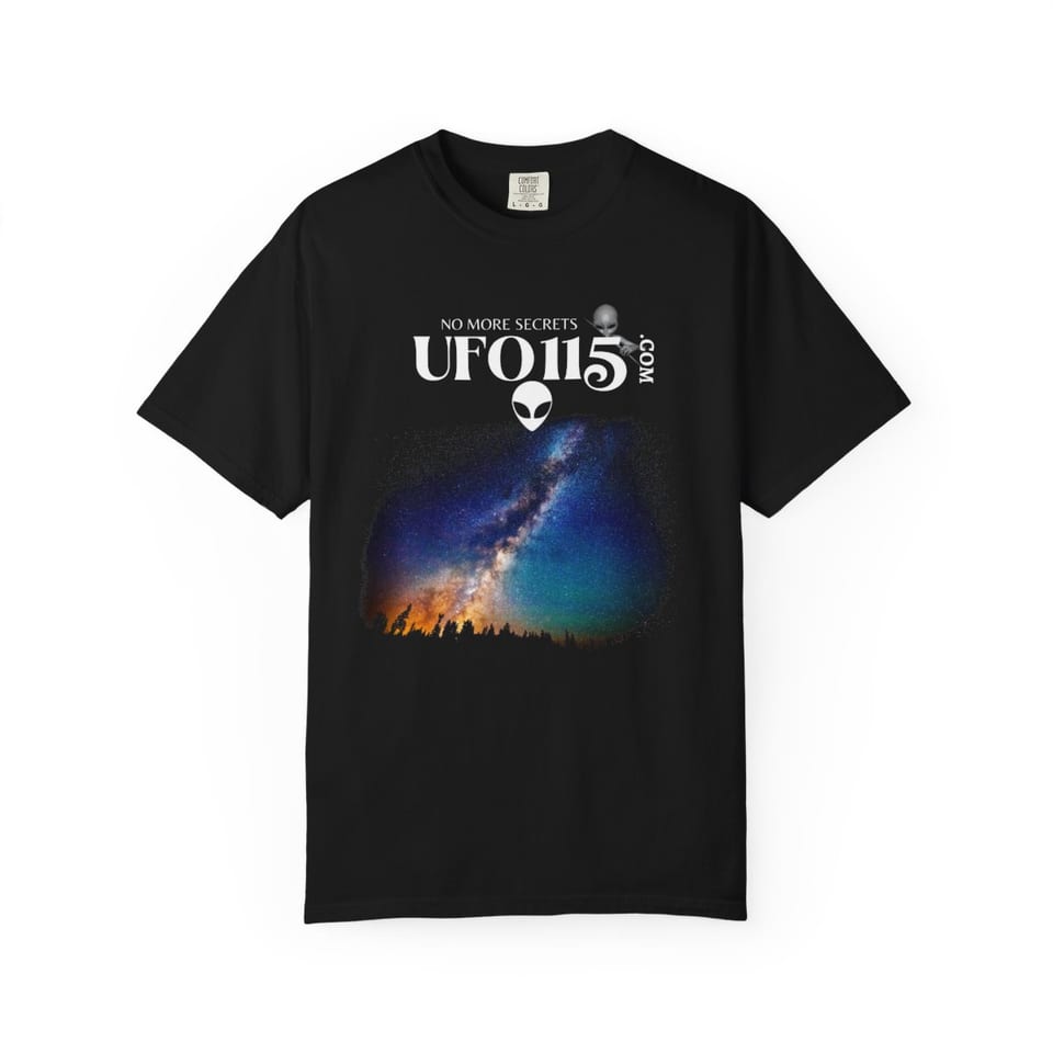 Sky Watcher Rainbow Bridge Tee, front view (Printify product mockup)
