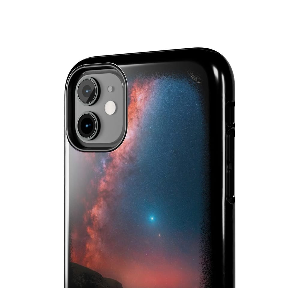 Sky Watcher Ring of Fire Phone Case, close up view (Printify product mockup)