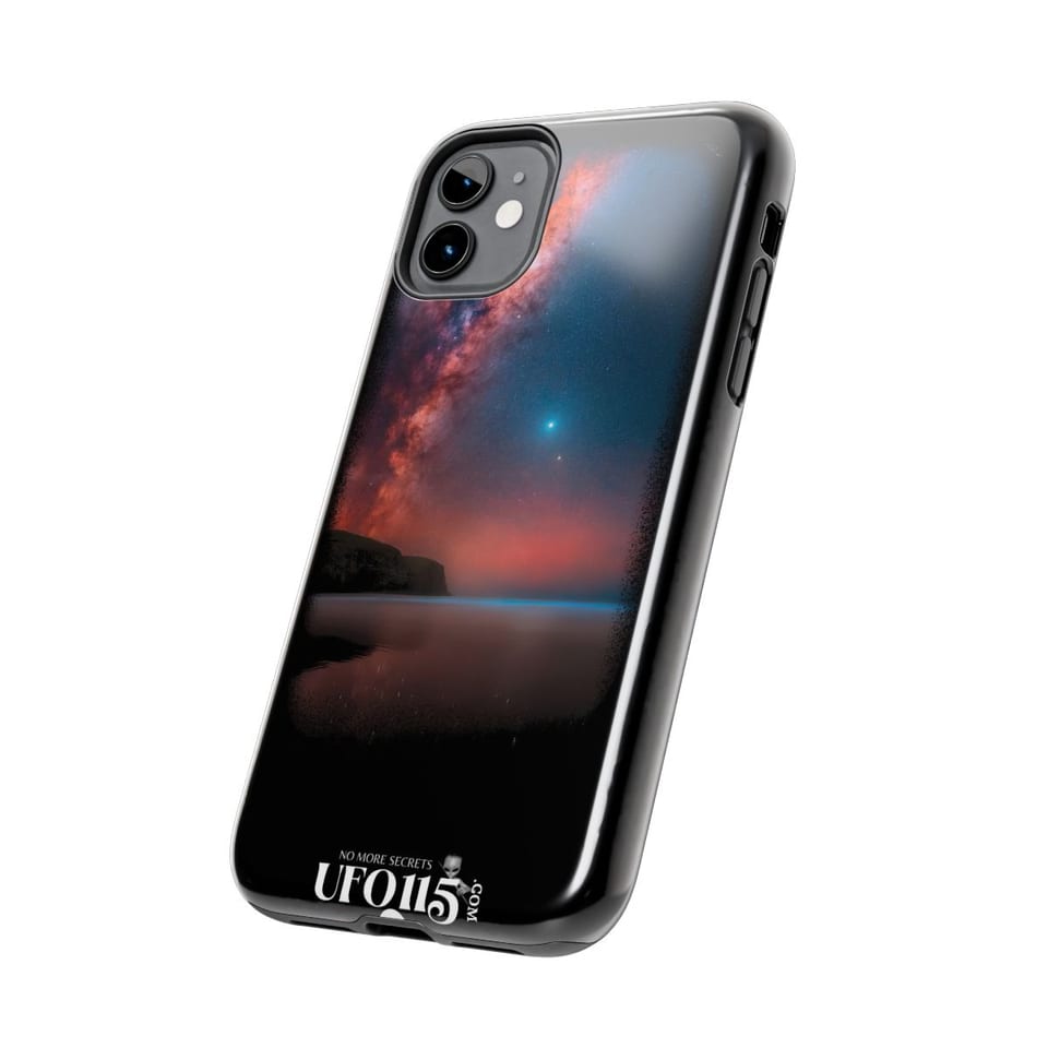Sky Watcher Ring of Fire Phone Case, side view (Printify product mockup)