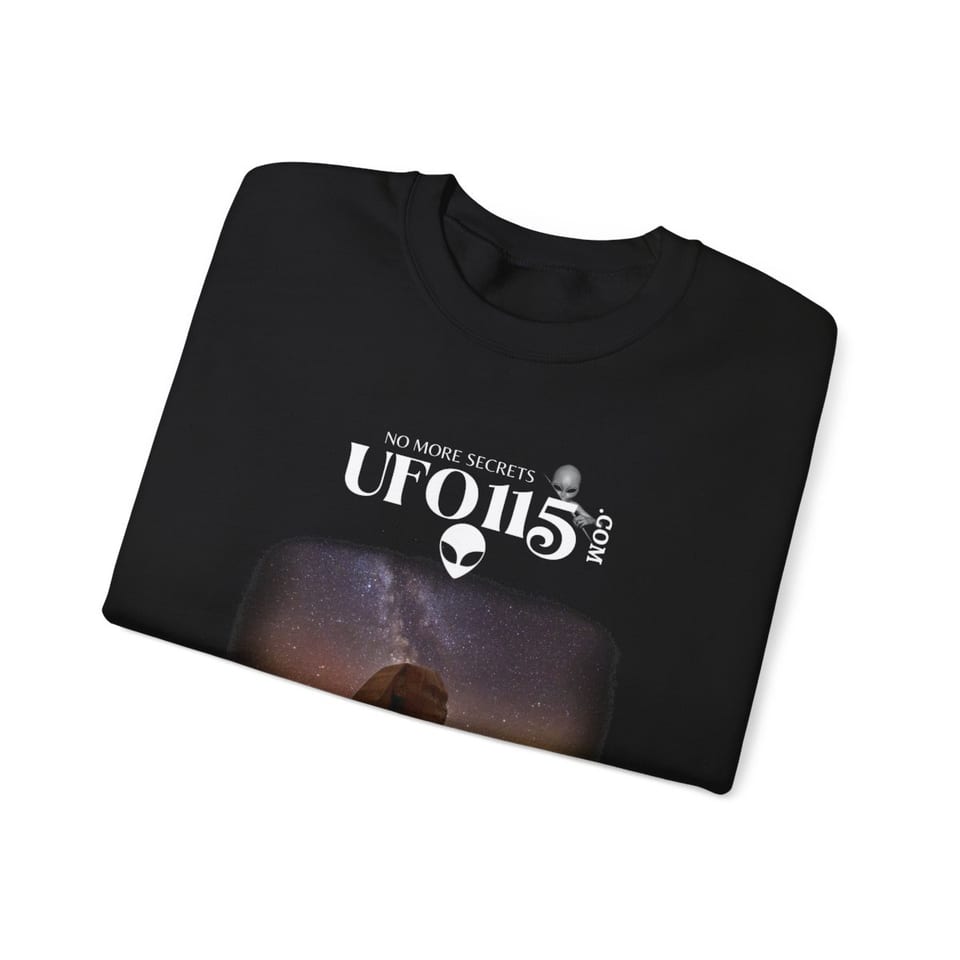 Sphinx and Sky Crewneck Sweatshirt, folded view (Printify product mockup)