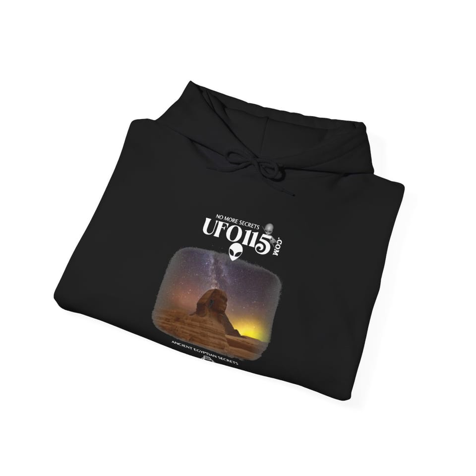 Sphinx and Sky Hoodie, folded view (Printify product mockup)
