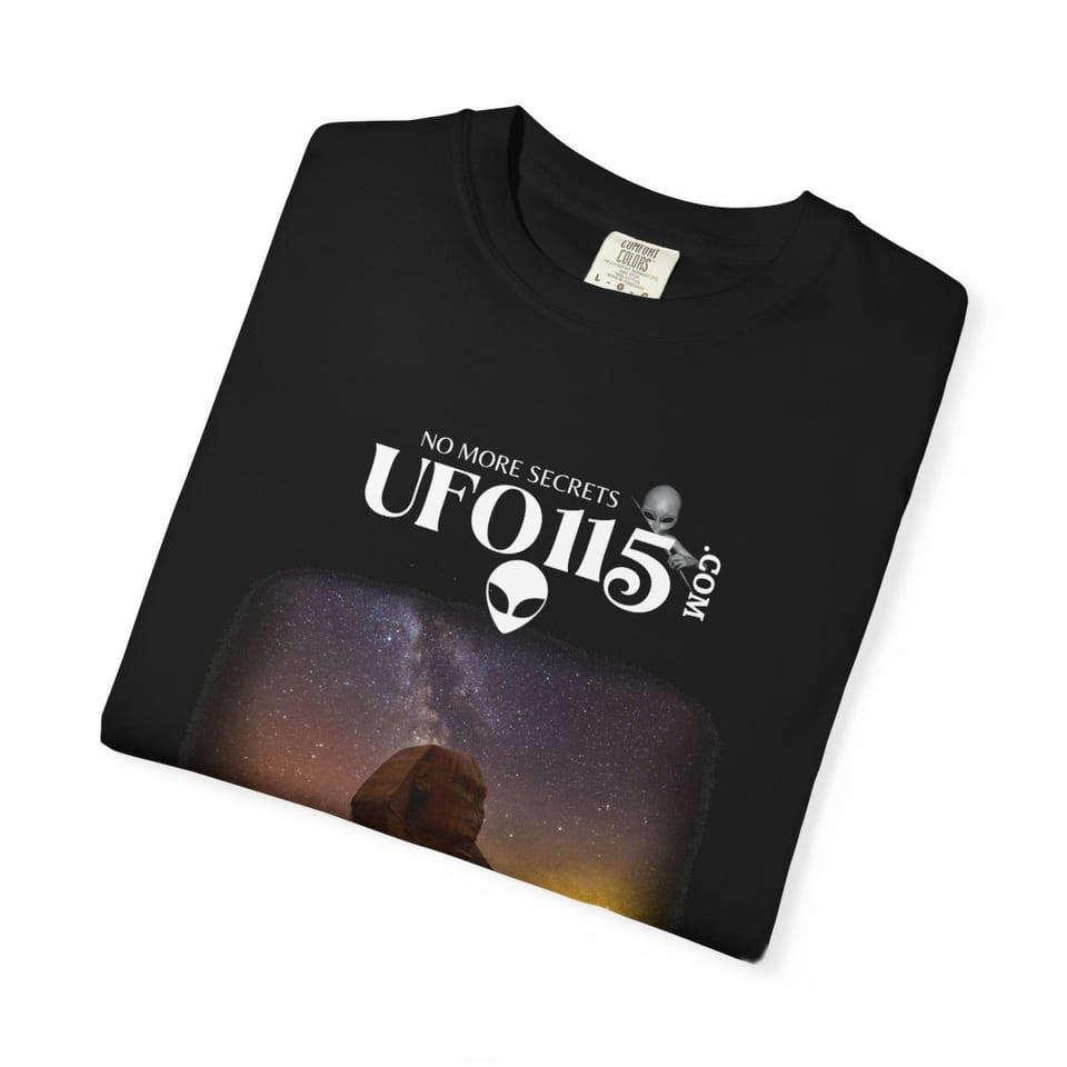 Sphinx and Sky Tee, folded view (Printify product mockup)