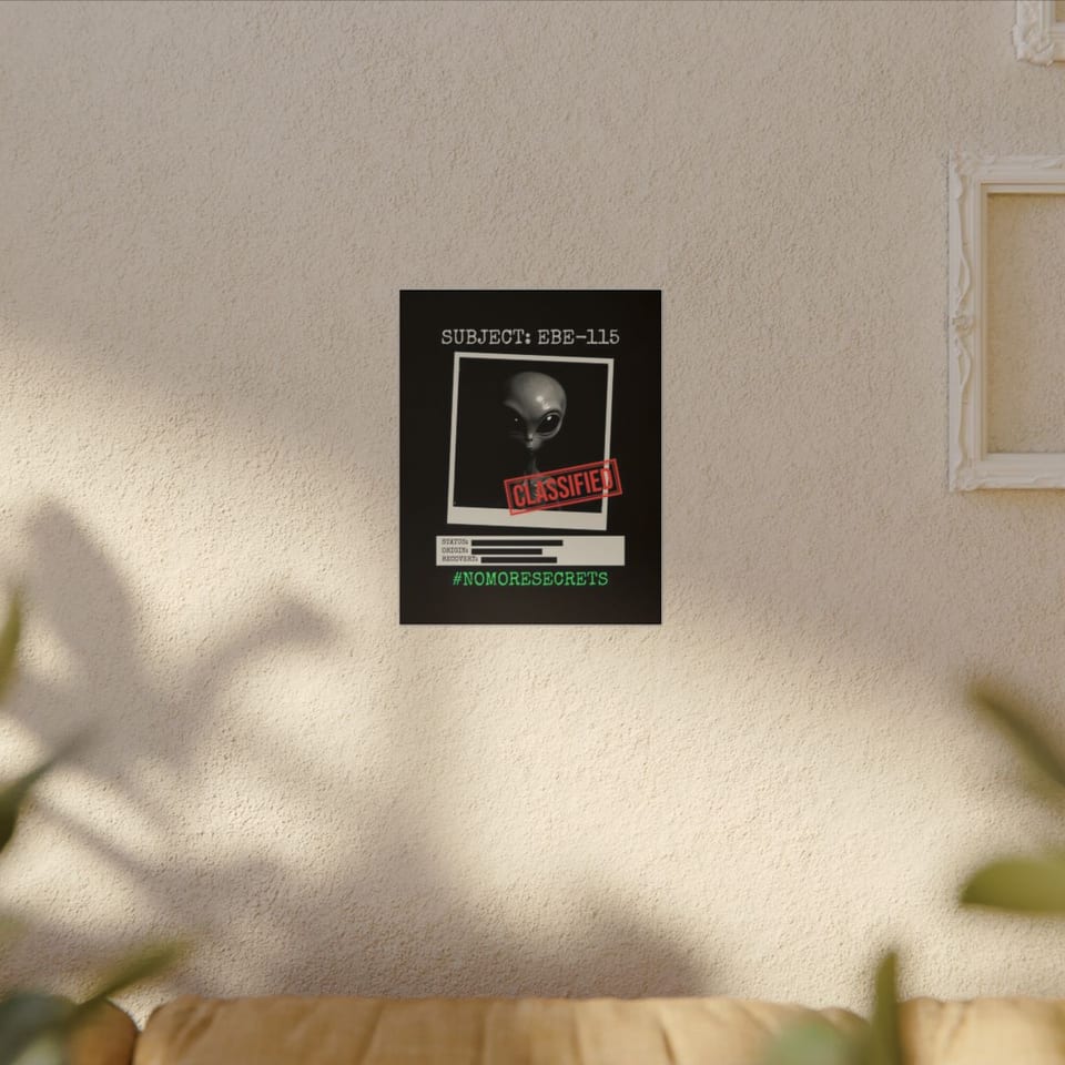 Subject EBE-115 Classified Canvas, context 1 view (Printify product mockup)