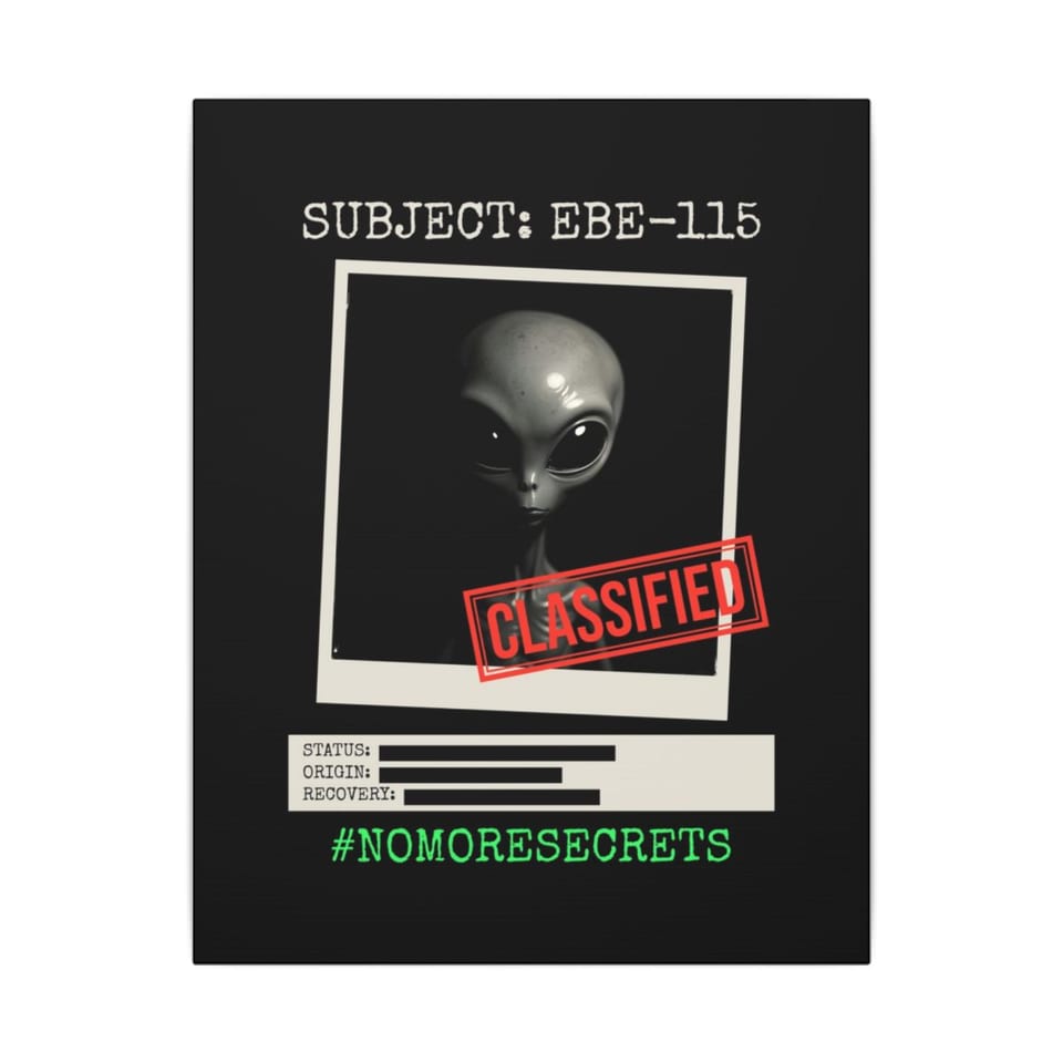 Subject EBE-115 Classified Canvas, front view (Printify product mockup)