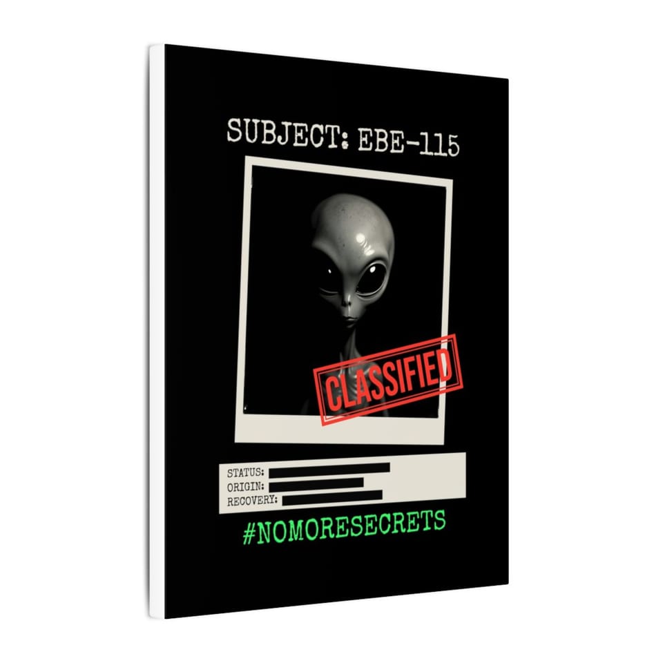 Subject EBE-115 Classified Canvas, side view (Printify product mockup)