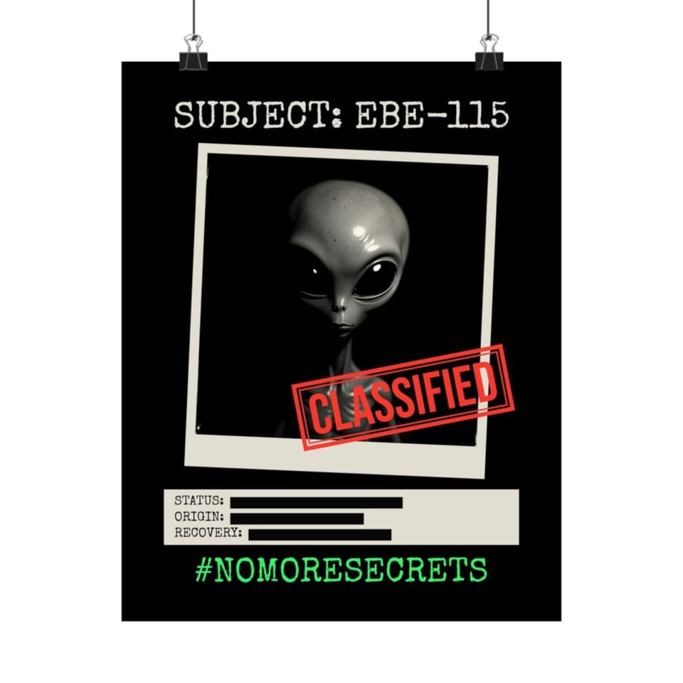 Subject EBE-115 Classified Poster, front view (Printify product mockup)