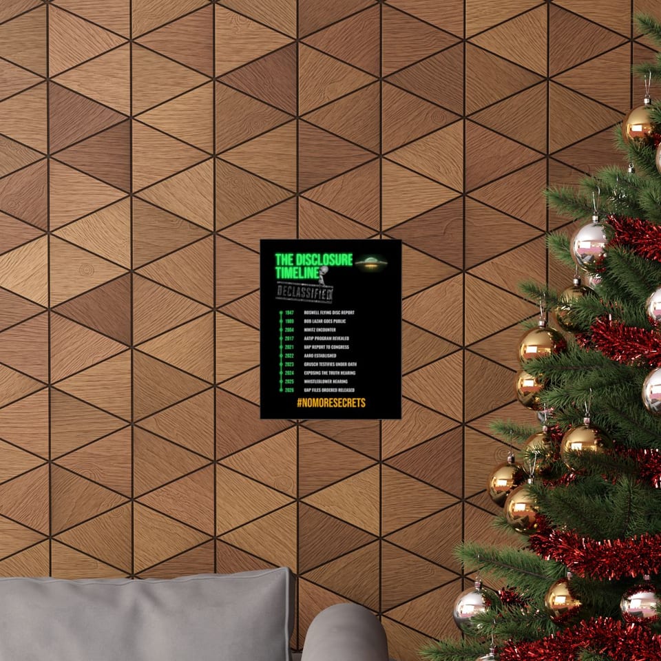The Disclosure Timeline Poster, context 1 view (Printify product mockup)