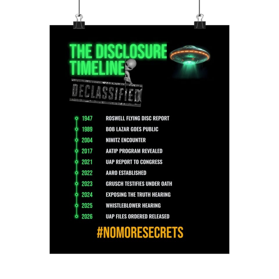 The Disclosure Timeline Poster, front view (Printify product mockup)