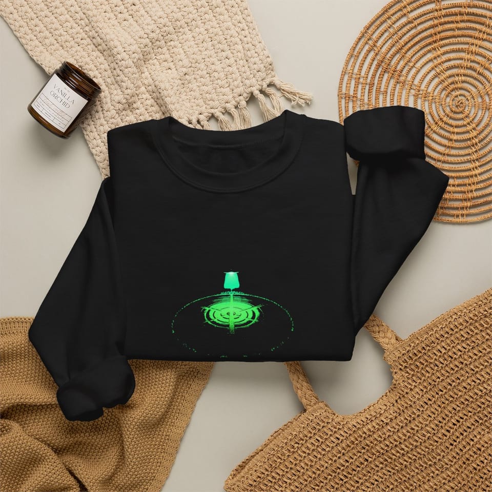 They Left a Message Crewneck Sweatshirt, folded 2 view (Printify product mockup)