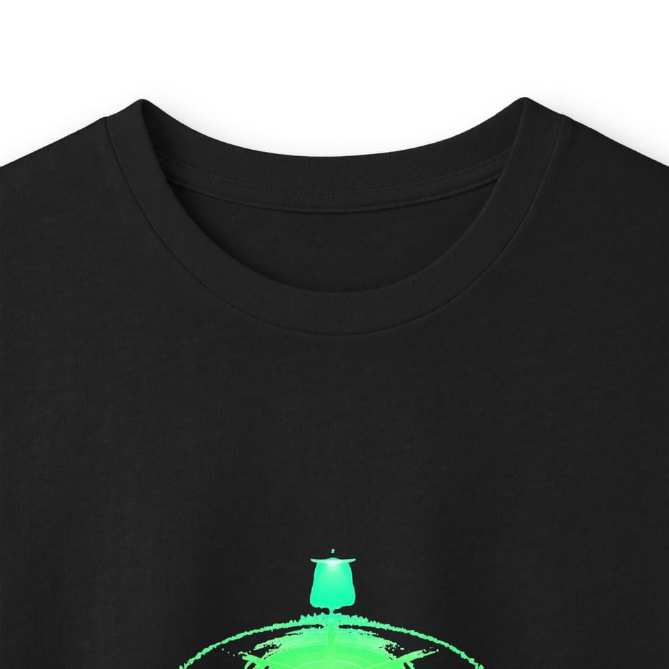 They Left a Message Long Sleeve Tee, collar closeup view (Printify product mockup)
