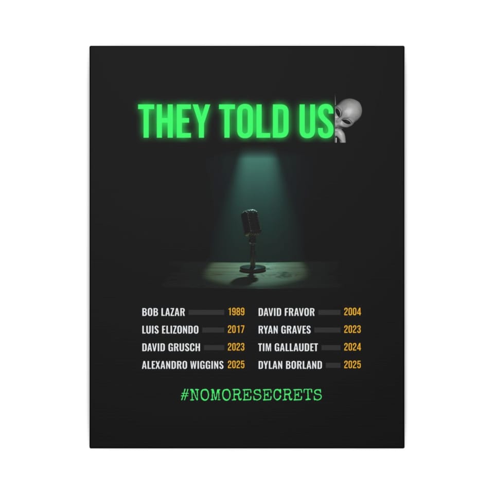 They Told Us Canvas, front view (Printify product mockup)