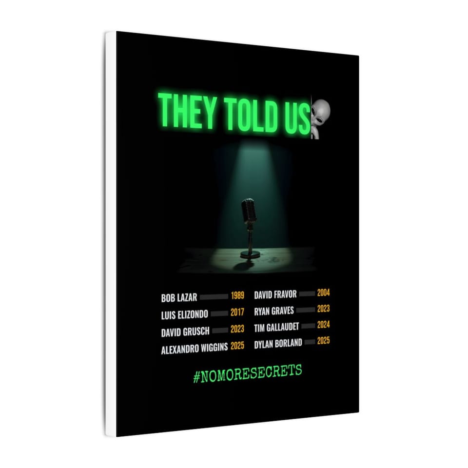 They Told Us Canvas, side view (Printify product mockup)
