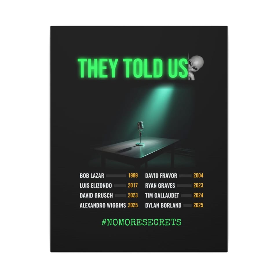 They Told Us Canvas, front view (Printify product mockup)