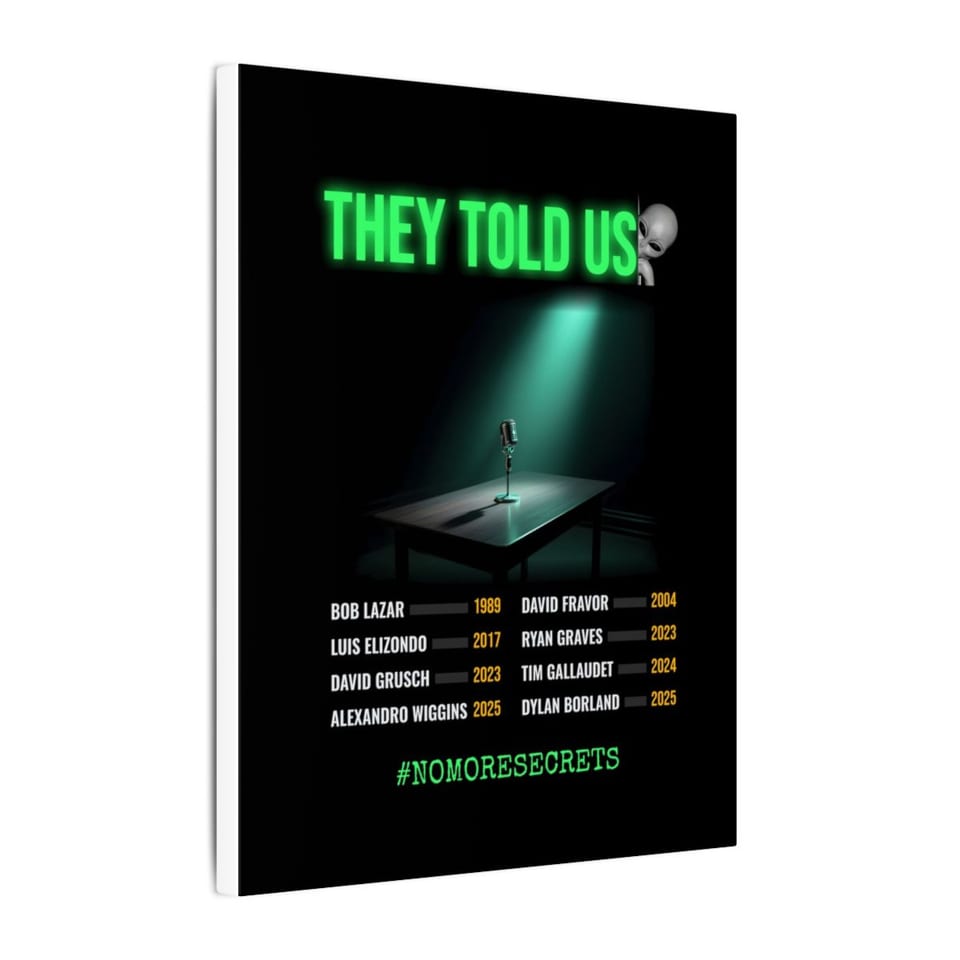 They Told Us Canvas, side view (Printify product mockup)