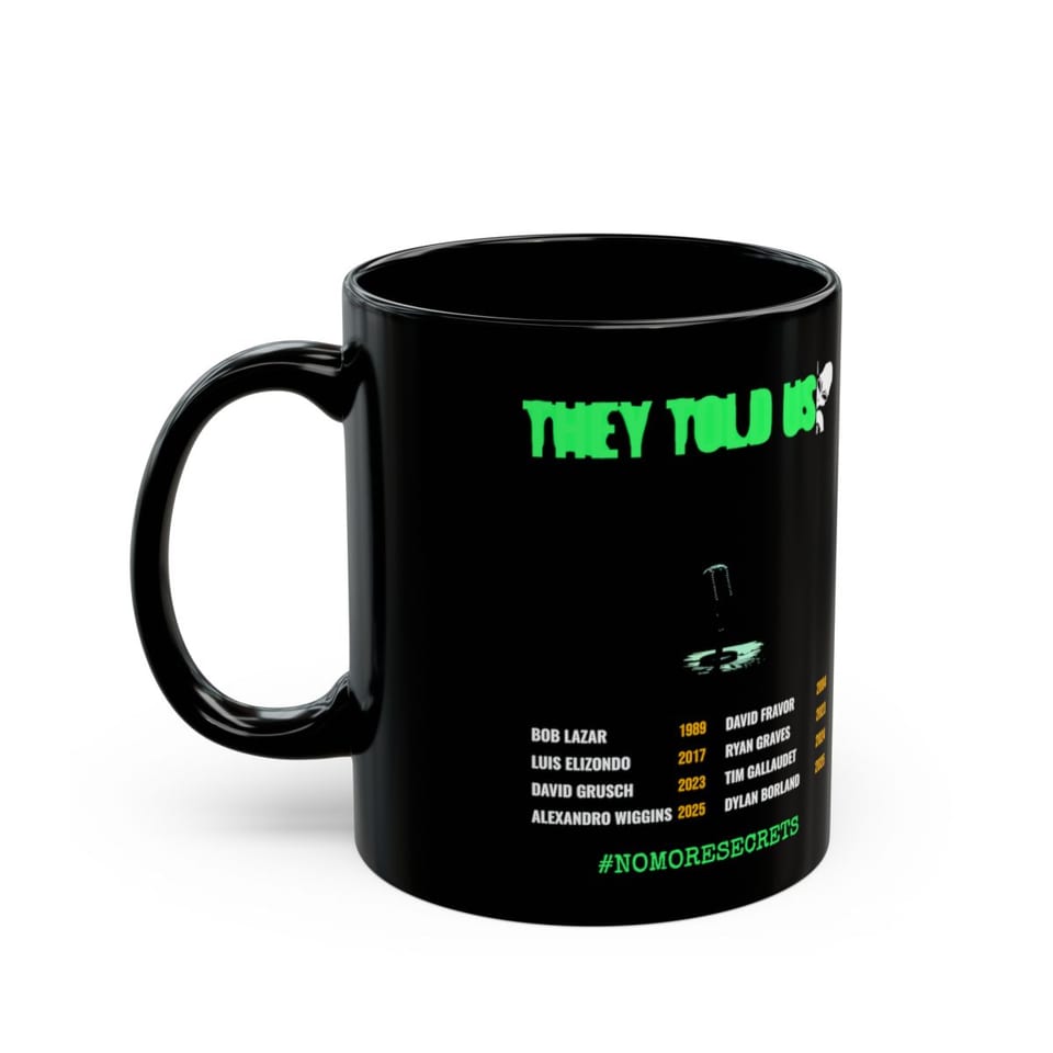 They Told Us Mug, left view (Printify product mockup)