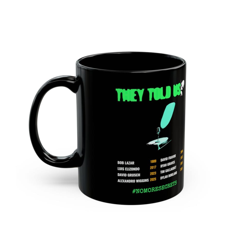 They Told Us Mug, left view (Printify product mockup)