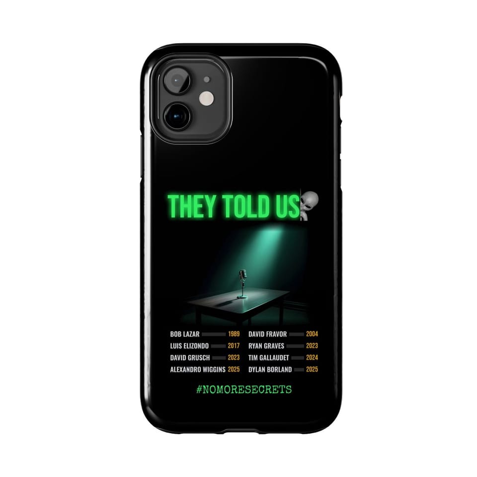 They Told Us Phone Case, front view (Printify product mockup)