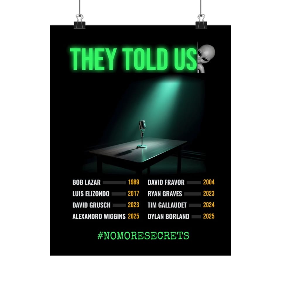 They Told Us Poster, front view (Printify product mockup)