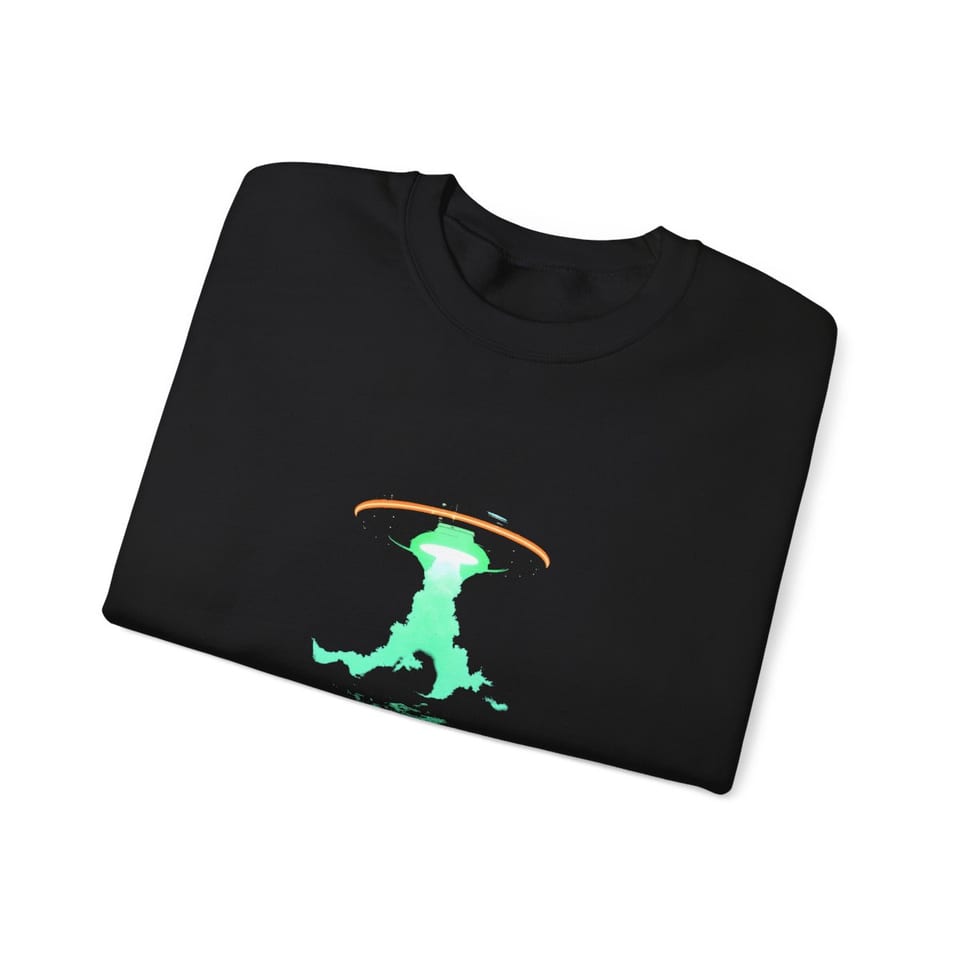 Transmedium Crewneck Sweatshirt, folded view (Printify product mockup)