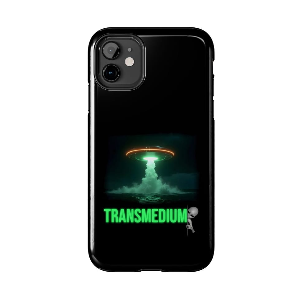 Transmedium Phone Case, front view (Printify product mockup)