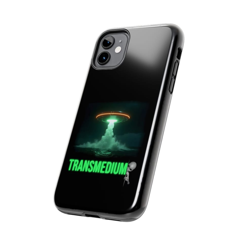 Transmedium Phone Case, side view (Printify product mockup)