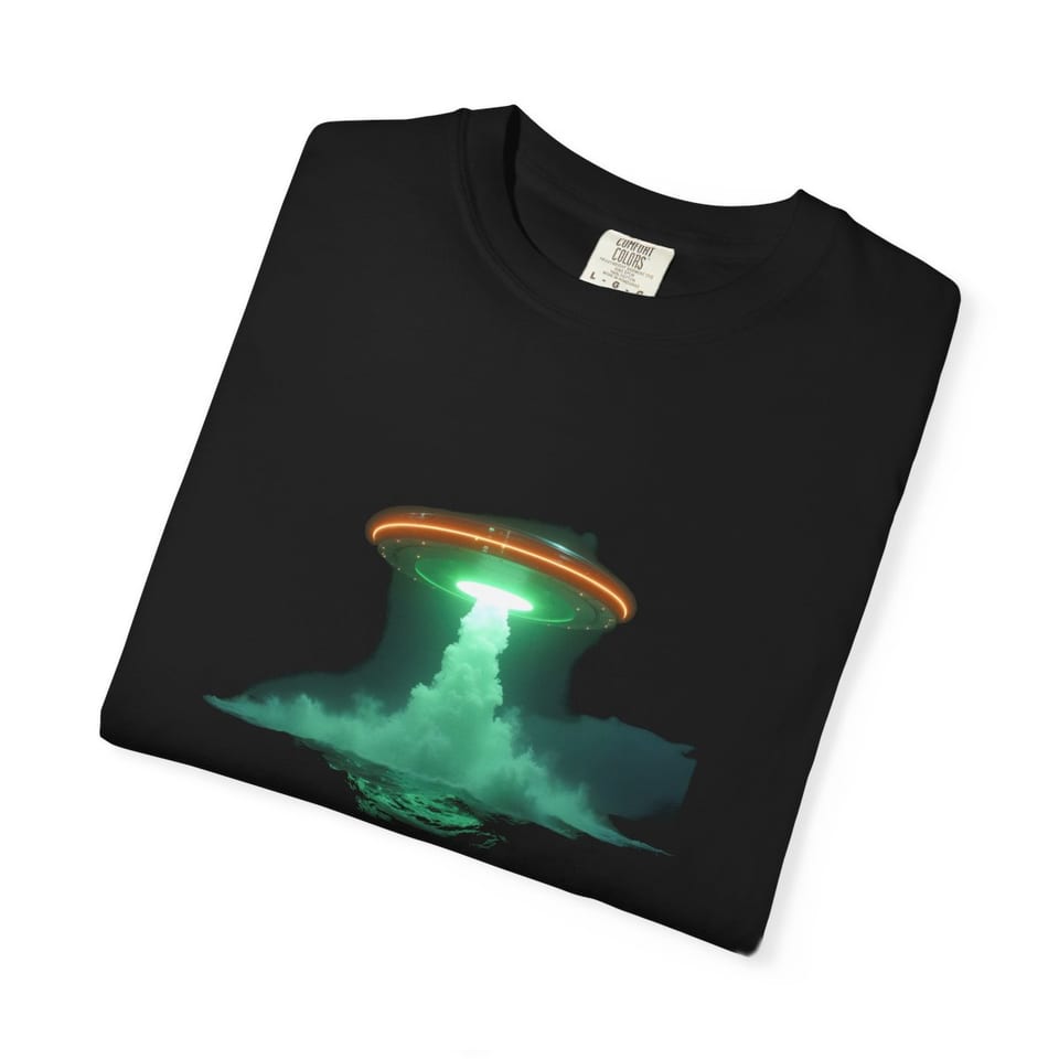 Transmedium Tee, folded view (Printify product mockup)