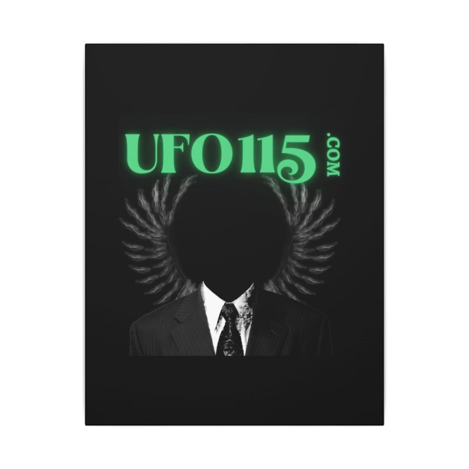 UFO115 Green Angel Canvas, front view (Printify product mockup)