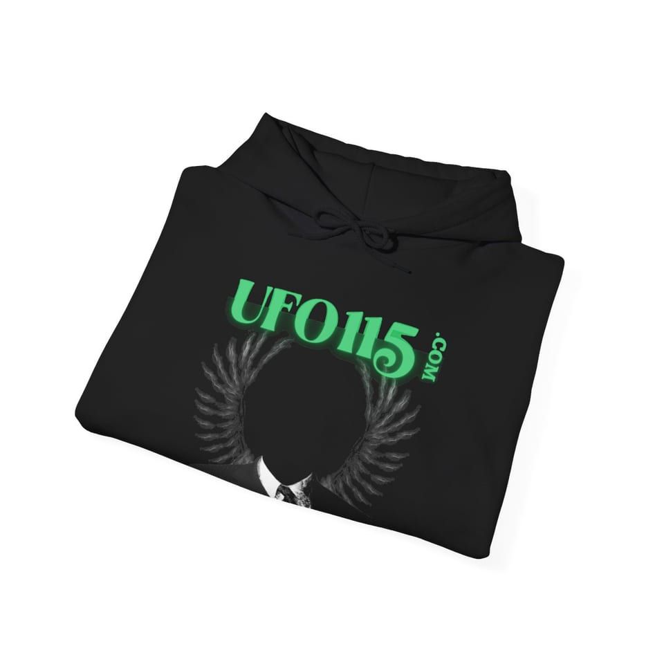 UFO115 Green Angel Hoodie, folded view (Printify product mockup)
