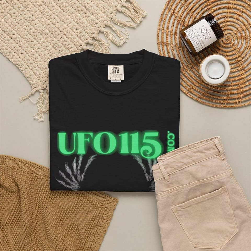 UFO115 Green Angel Tee, folded 2 view (Printify product mockup)