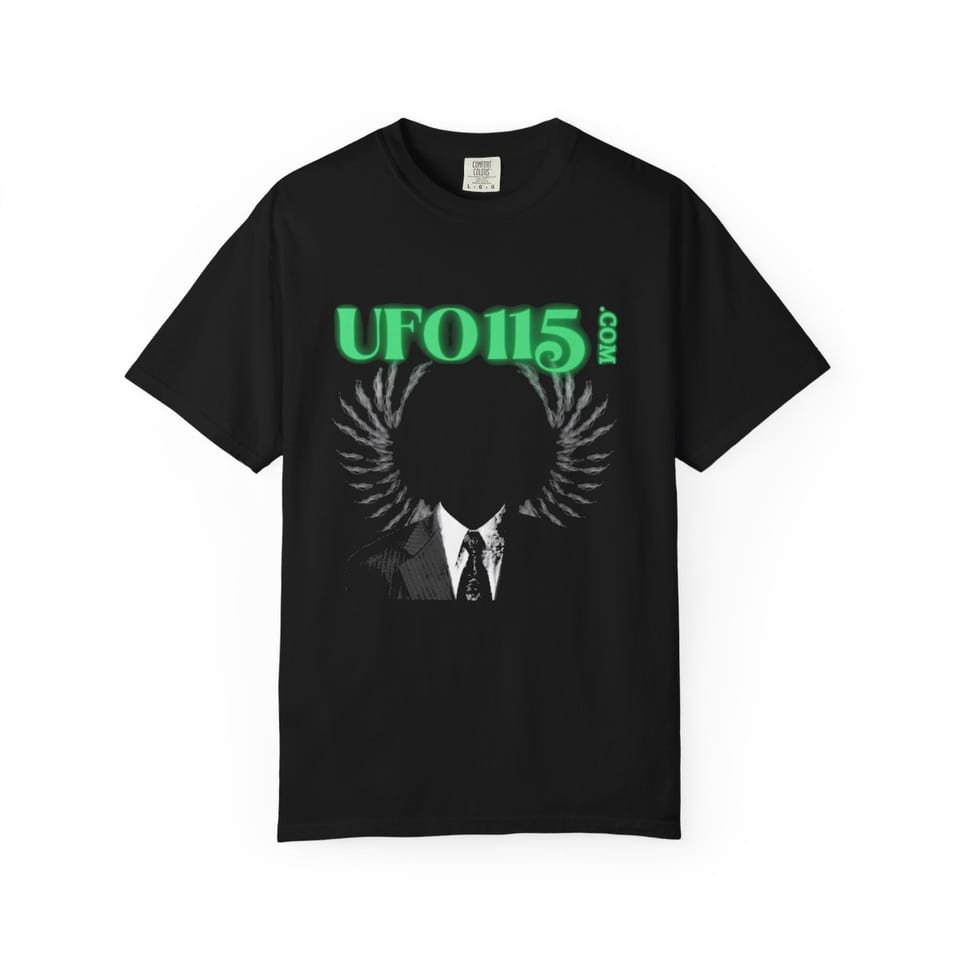 UFO115 Green Angel Tee, front view (Printify product mockup)