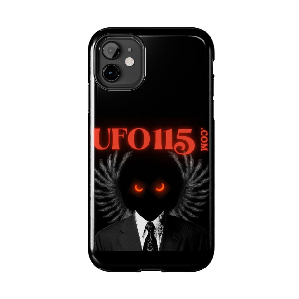 UFO115 Red Angel Phone Case, front view (Printify product mockup)