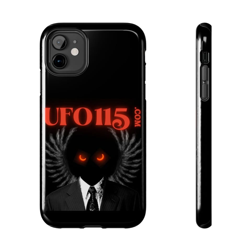 UFO115 Red Angel Phone Case, side view (Printify product mockup)