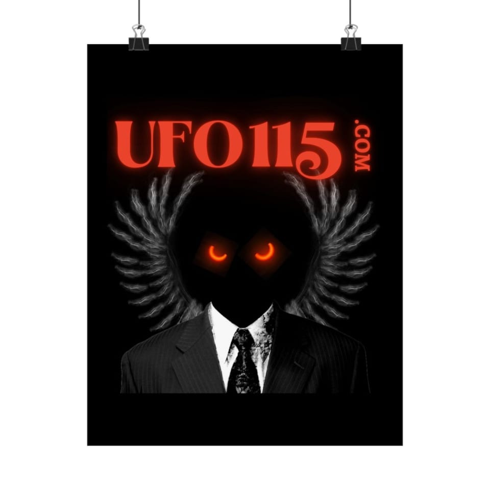 UFO115 Red Angel Poster, front view (Printify product mockup)