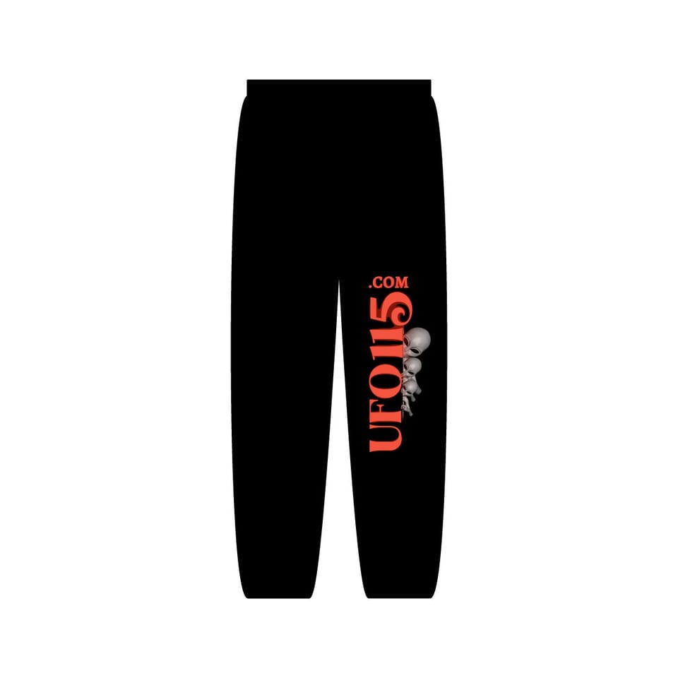 UFO115 Red Angel Sweatpants, front view (Printify product mockup)