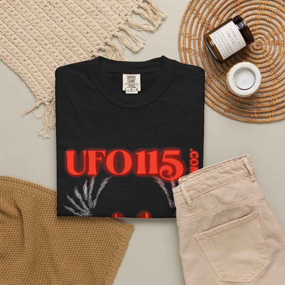 UFO115 Red Angel Tee, folded 2 view (Printify product mockup)