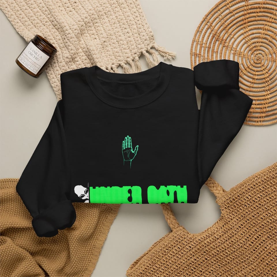 Under Oath UAP Testimony Crewneck Sweatshirt, folded 2 view (Printify product mockup)