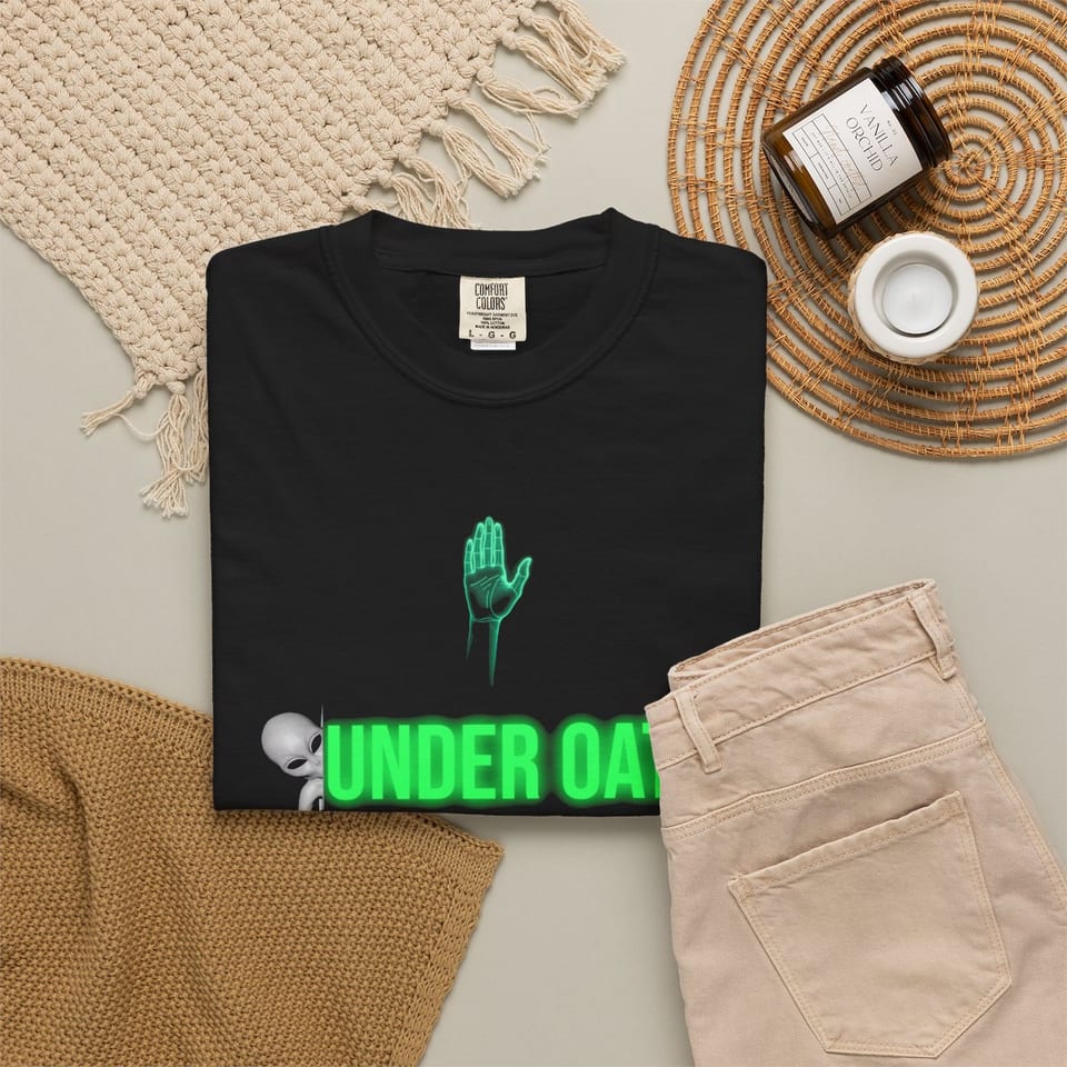 Under Oath UAP Testimony Tee, folded 2 view (Printify product mockup)