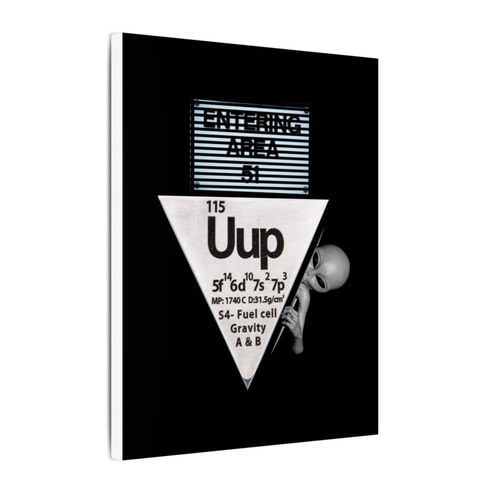 Uup 115 Entering Area 51 Canvas, side view (Printify product mockup)