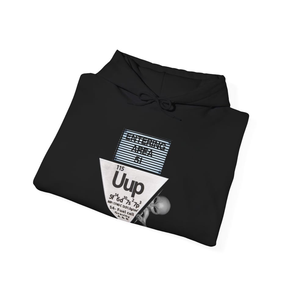 Uup 115 Entering Area 51 Hoodie, folded view (Printify product mockup)