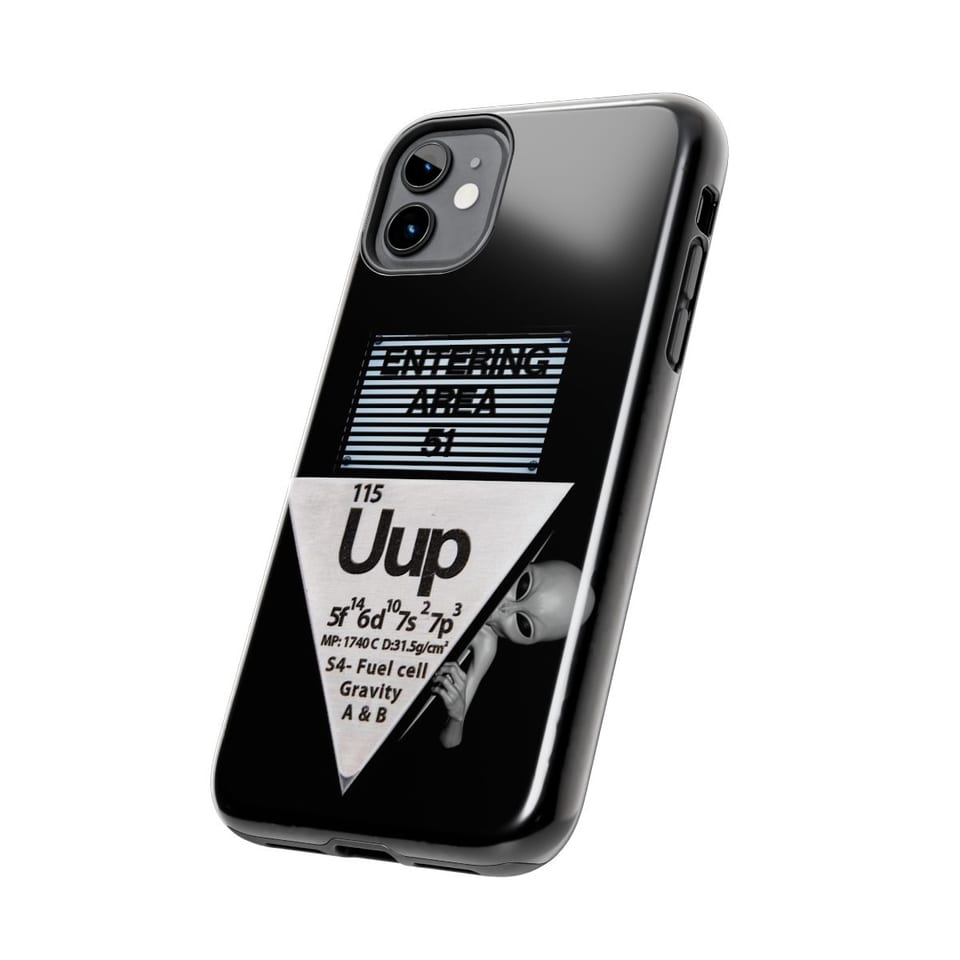Uup 115 Entering Area 51 Phone Case, side view (Printify product mockup)