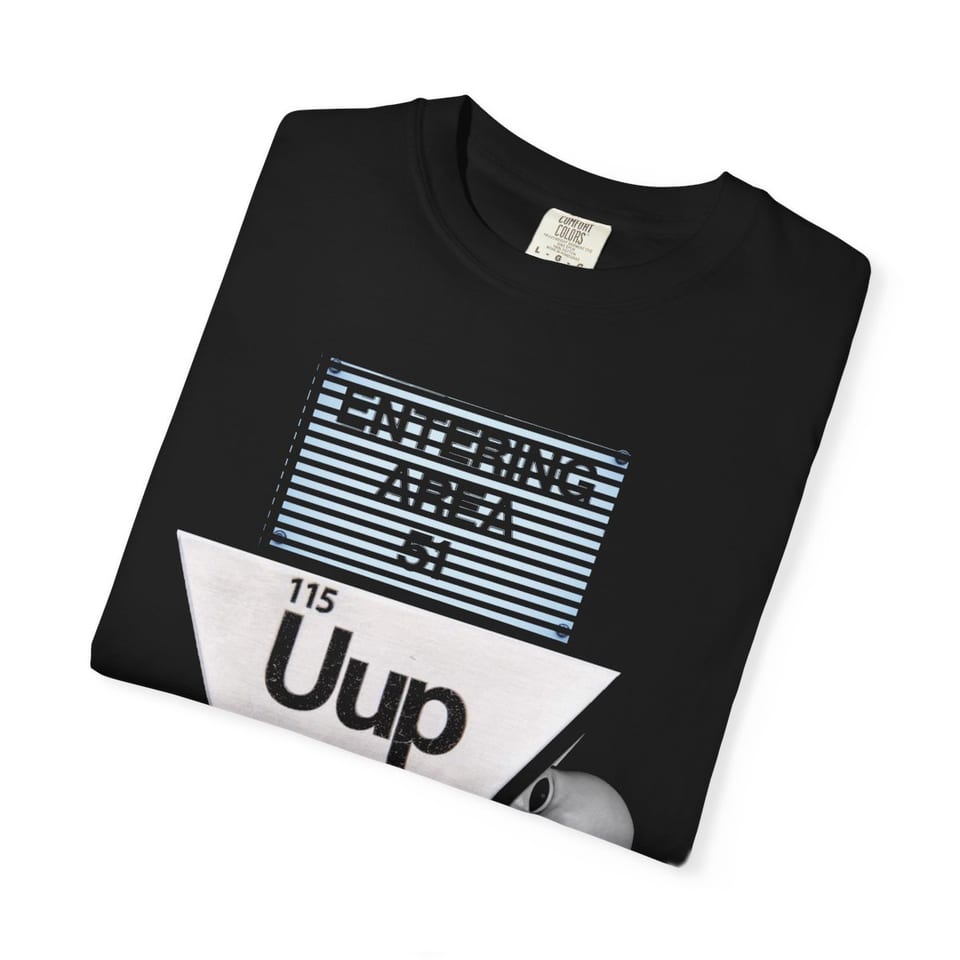 Uup 115 Entering Area 51 Tee, folded view (Printify product mockup)