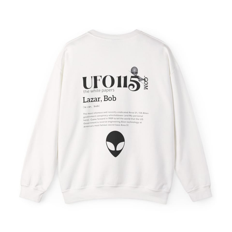 The White Papers My Man Bob Crewneck Sweatshirt, back view (Printify product mockup)